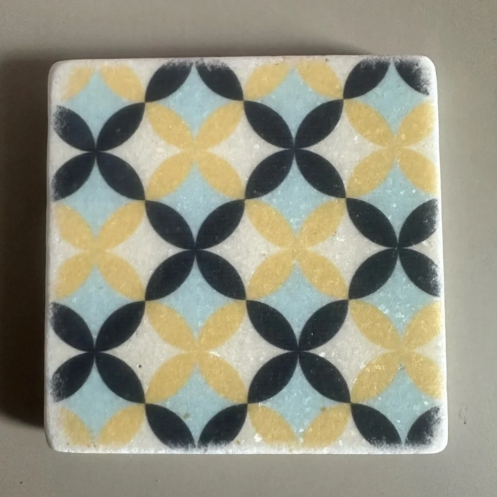 Greek Marble Coaster with Geographic Design